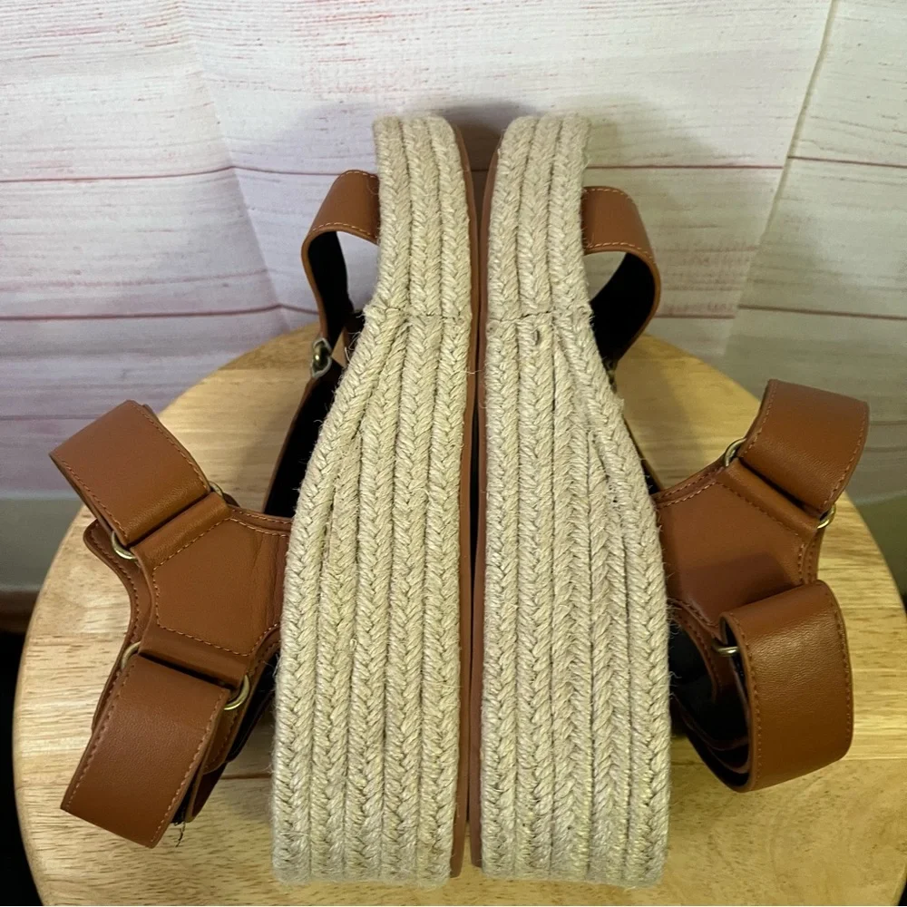 Aerosoles Aware Dave Velcro Straps‎ Platform Espadrille Sandals Size 8